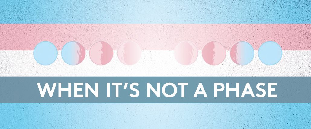 May 2021 blog feature image transgender flag graphic with moon phases